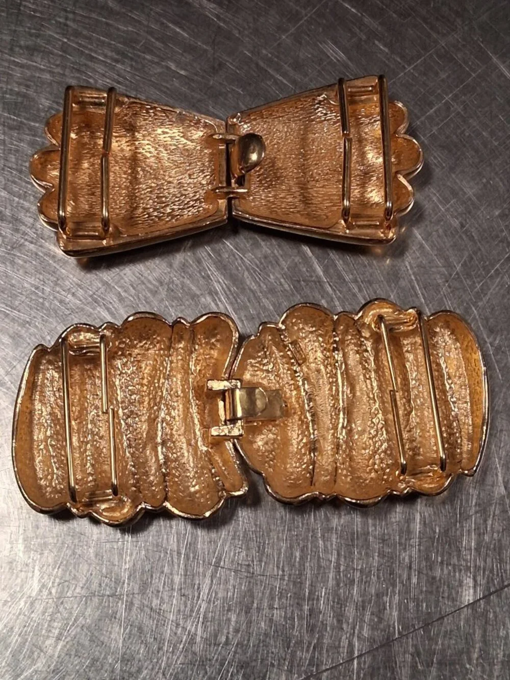 2 vintage deco belt buckles
